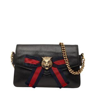 Gucci Taiga Broadway Chain 2-Way Shoulder Bag Black Multicolor